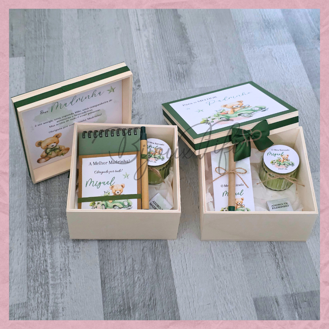 Caixa Oferta Padrinho/Avô/Pai "Teddy Green"
