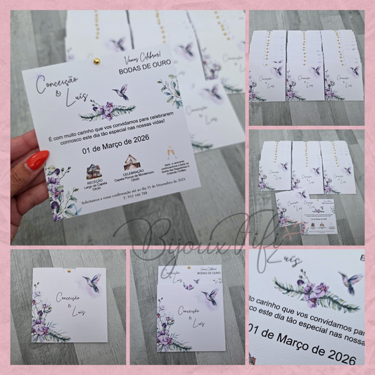 Convite Bodas Ouro "Colibri"
