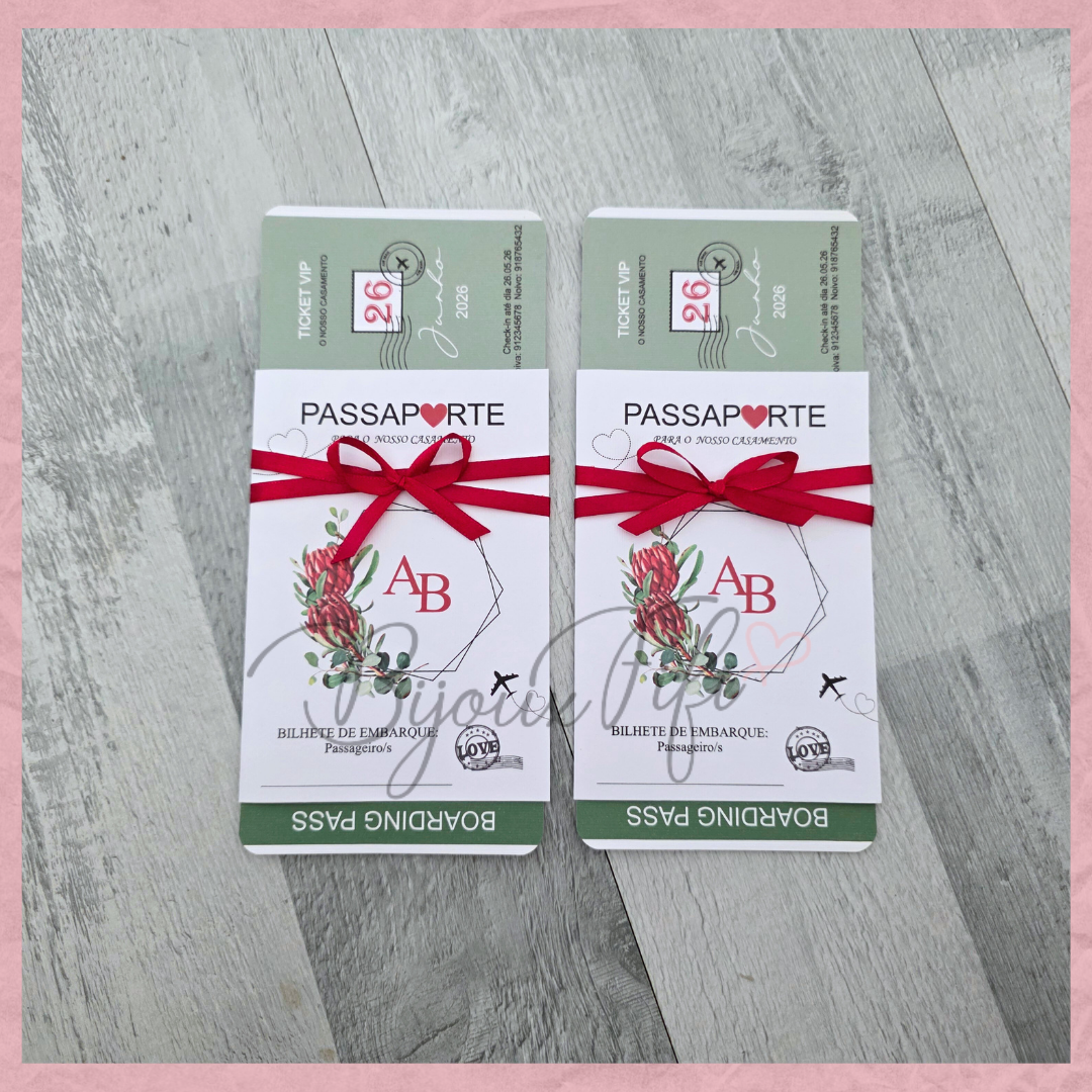 Convite Wedding Passaporte "Fly Protea"