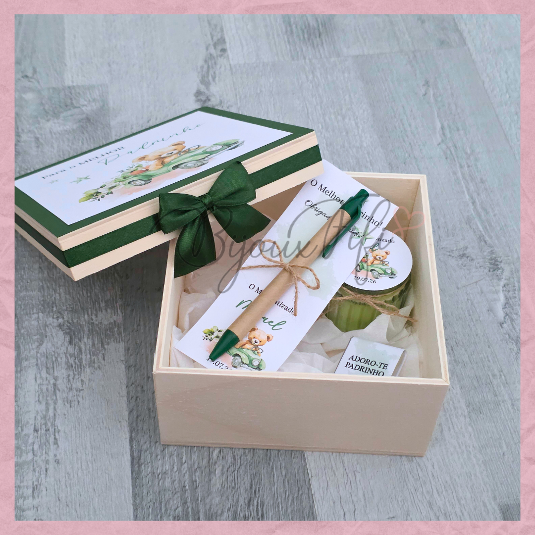 Caixa Oferta Padrinho/Avô/Pai "Teddy Green"