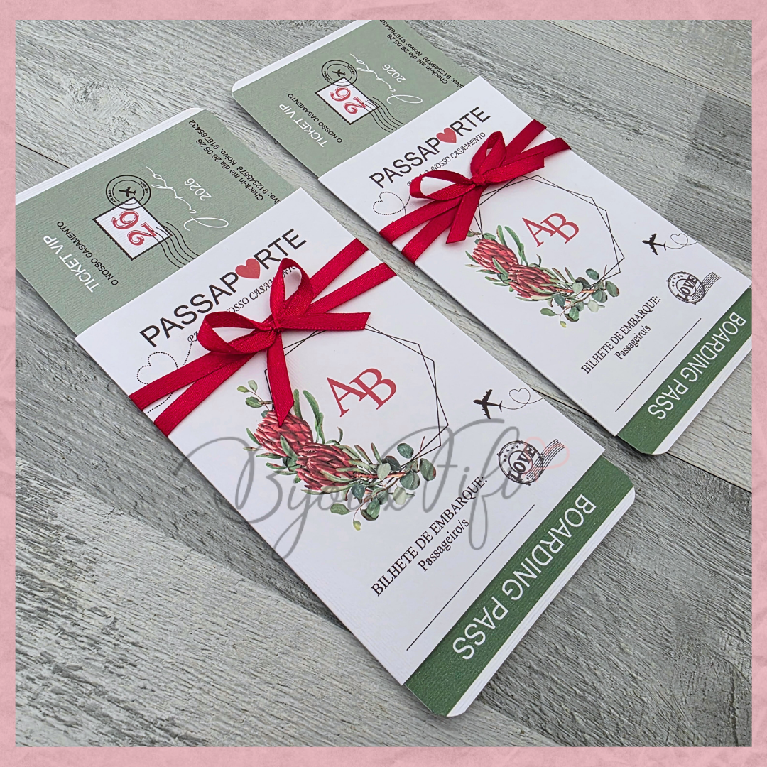 Convite Wedding Passaporte "Fly Protea"