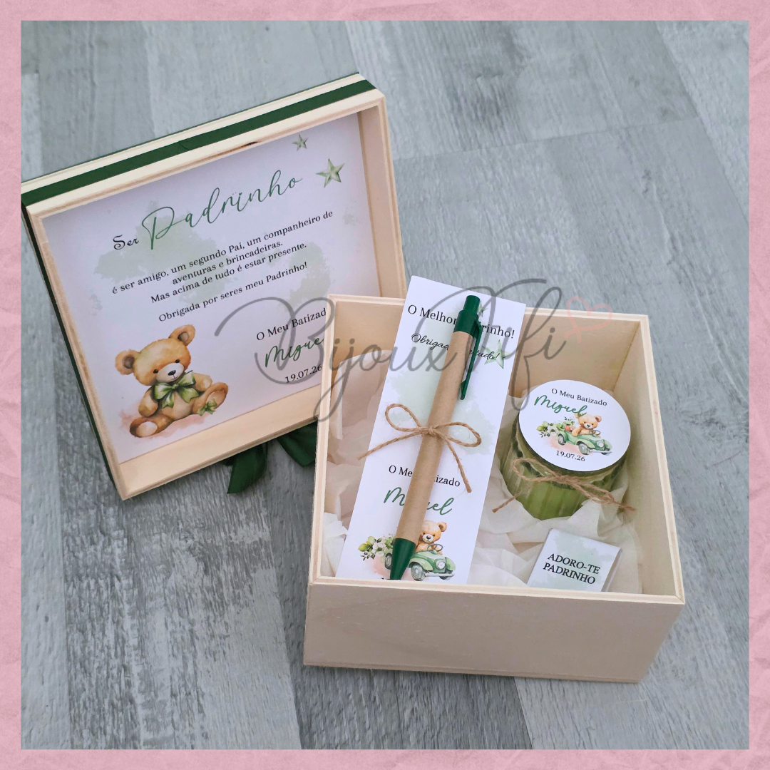 Caixa Oferta Padrinho/Avô/Pai "Teddy Green"