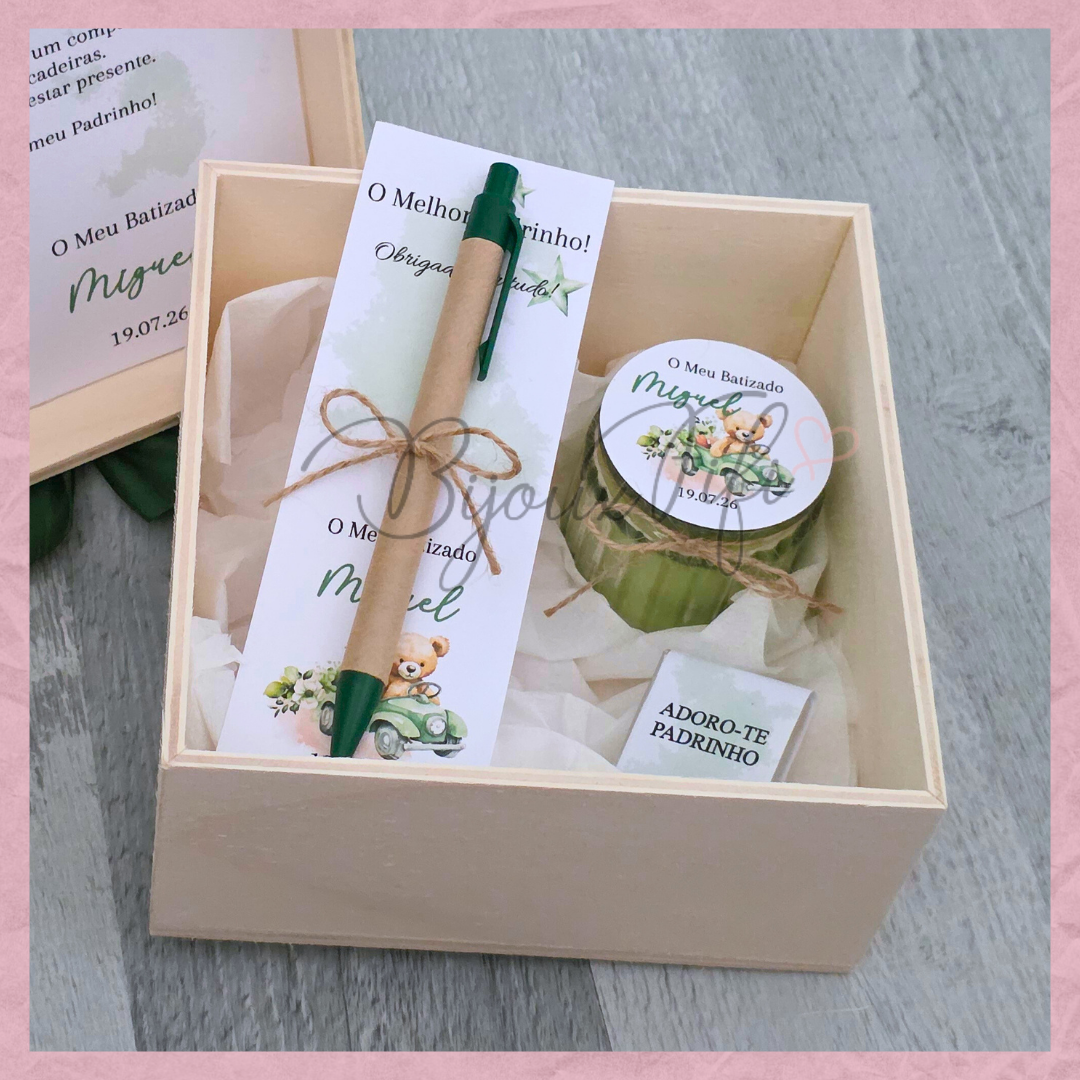 Caixa Oferta Padrinho/Avô/Pai "Teddy Green"