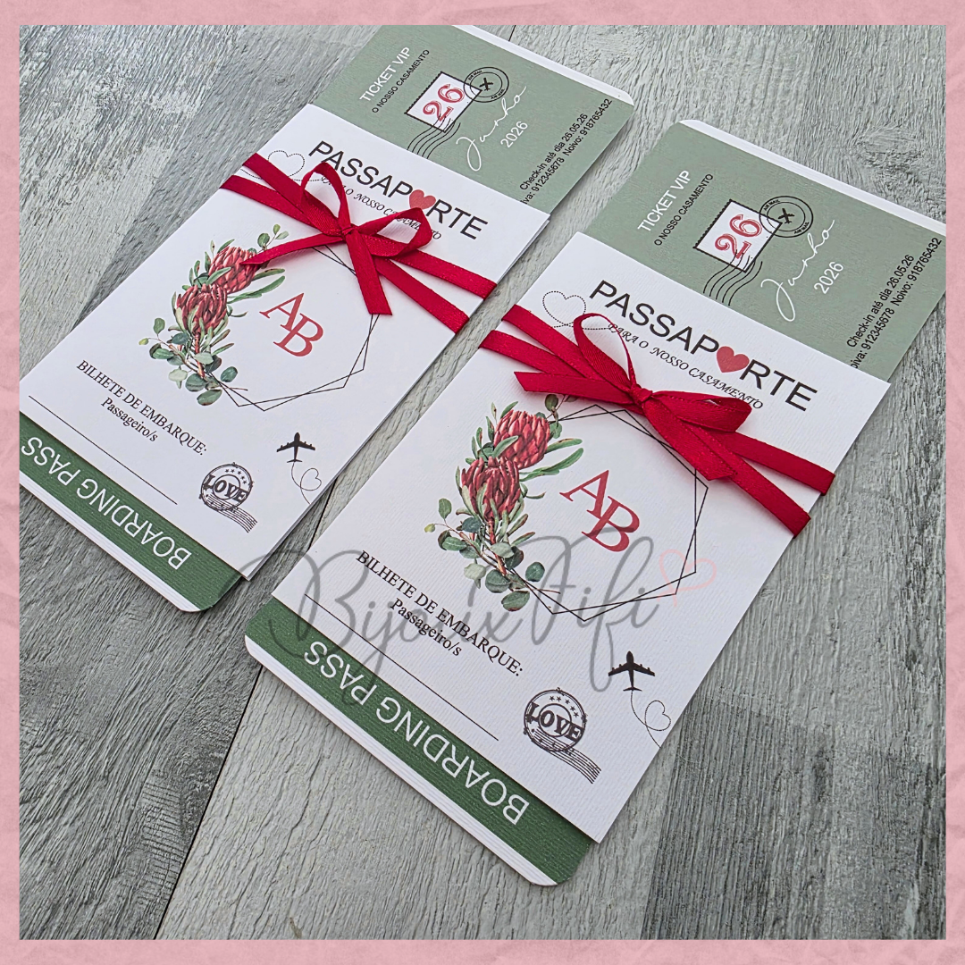 Convite Wedding Passaporte "Fly Protea"