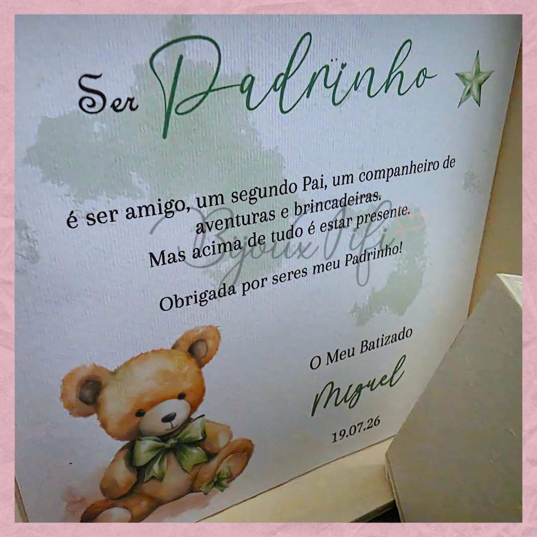 Caixa Oferta Padrinho/Avô/Pai "Teddy Green"