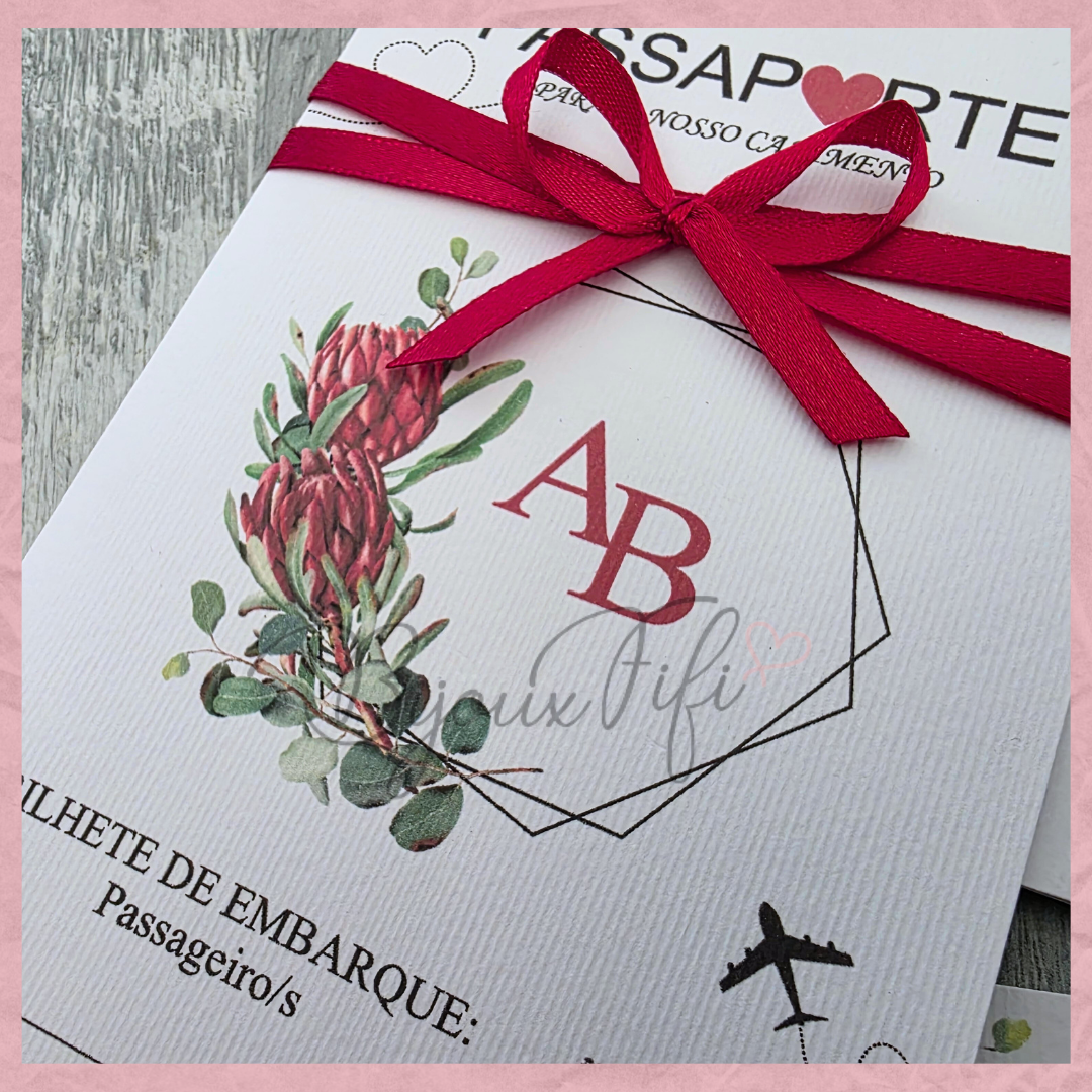 Convite Wedding Passaporte "Fly Protea"