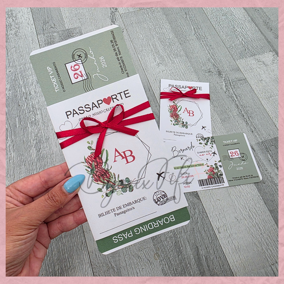 Convite Wedding Passaporte "Fly Protea"