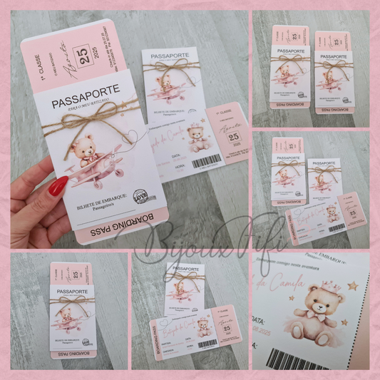 Convite Passaporte "Teddy Rose"