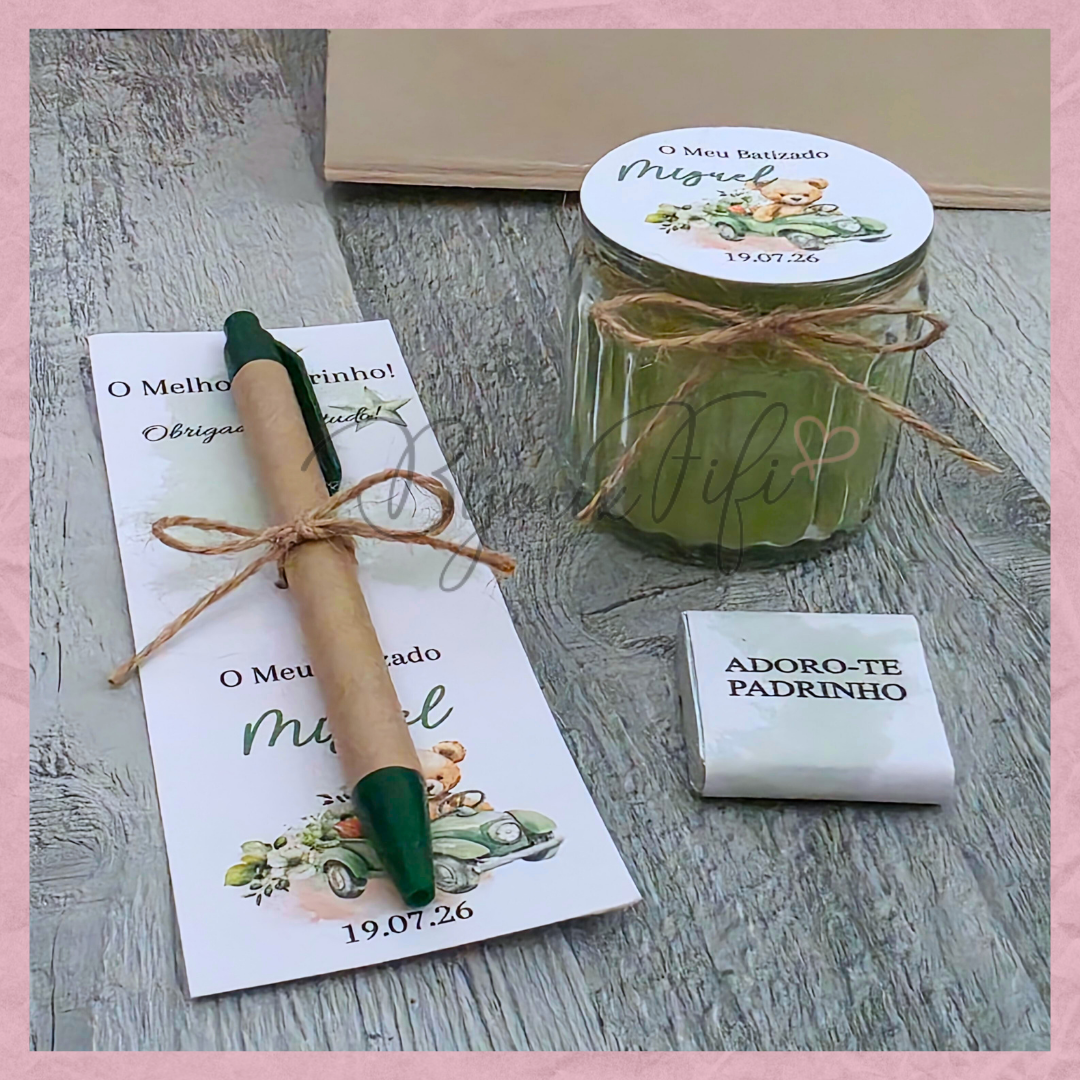 Caixa Oferta Padrinho/Avô/Pai "Teddy Green"