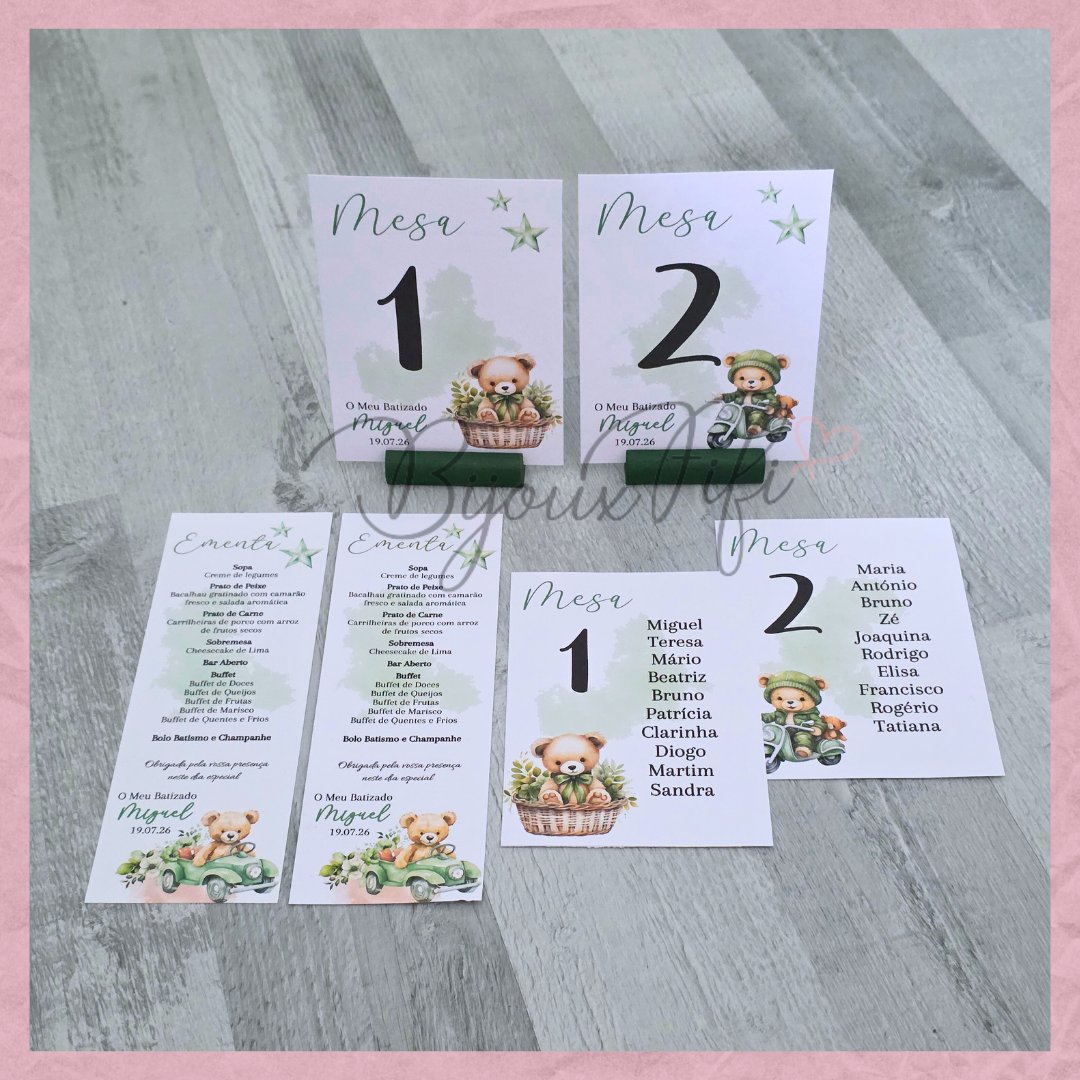 Cartões Seating Plan "Teddy Green"