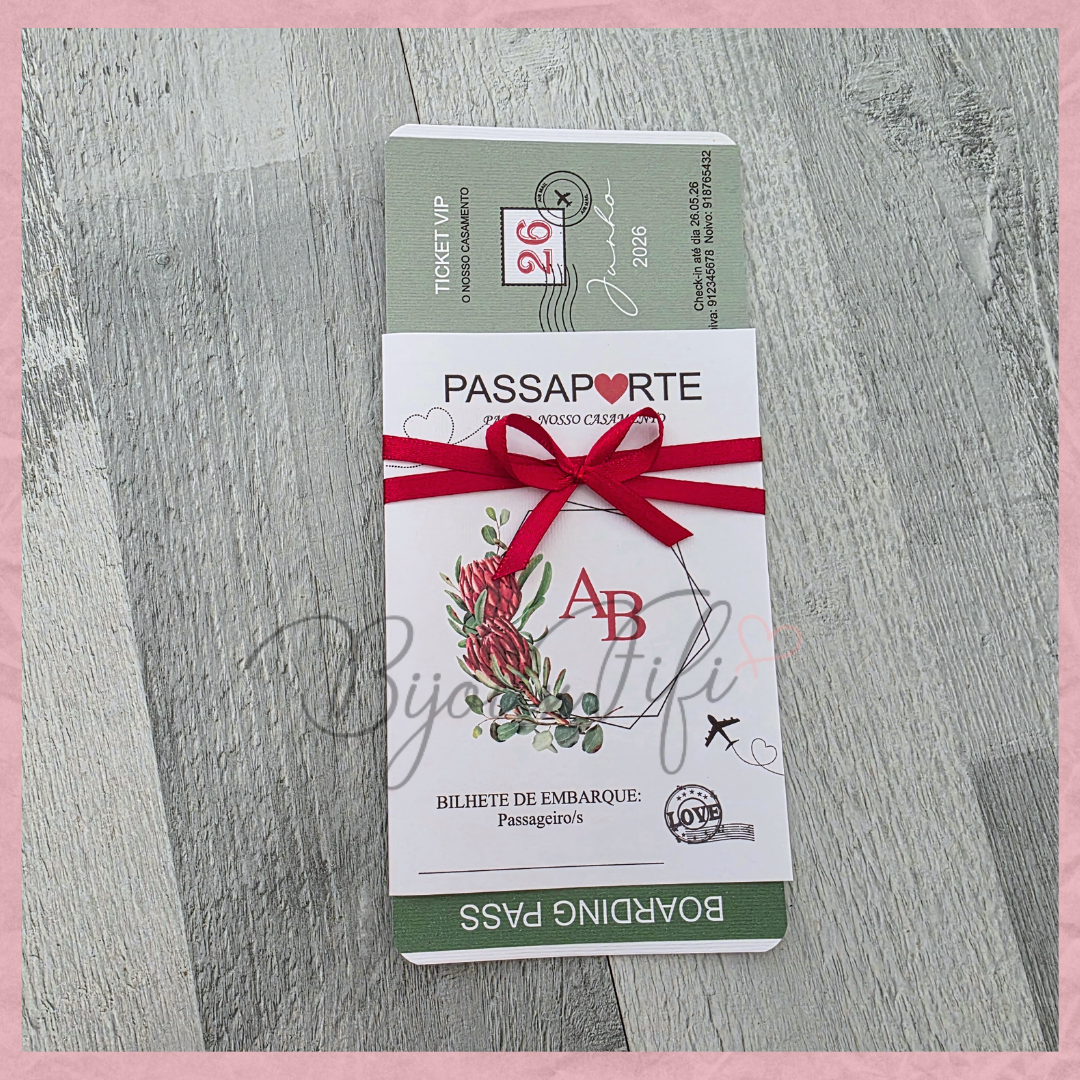 Convite Wedding Passaporte "Fly Protea"