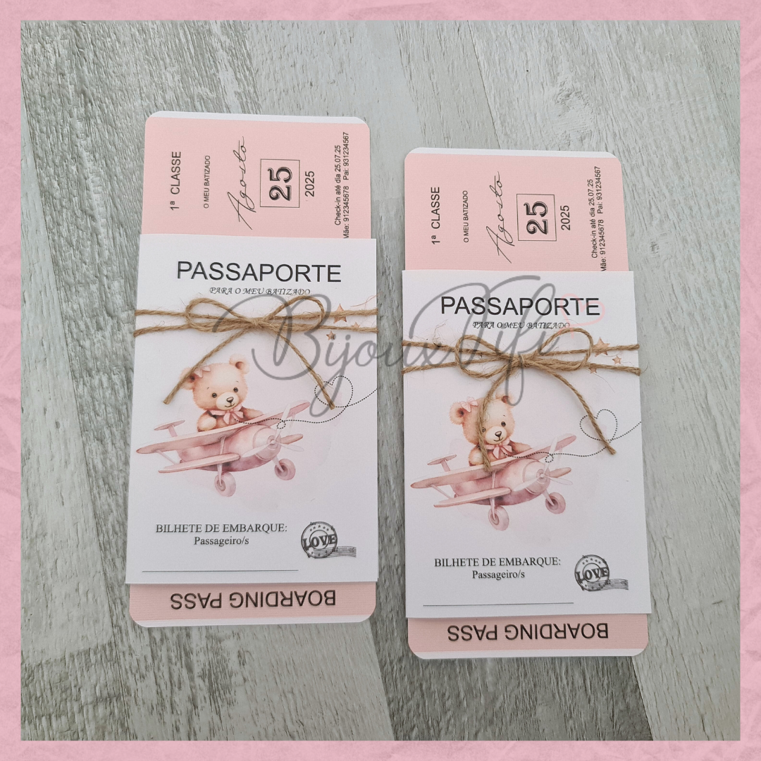 Convite Passaporte "Teddy Rose"