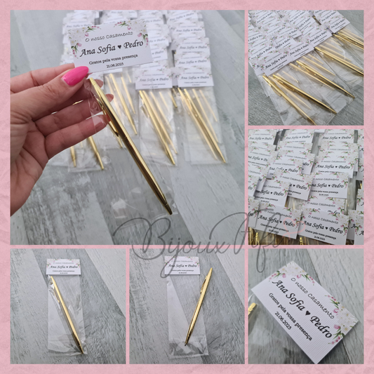 Caneta dourada "Floral Pink"
