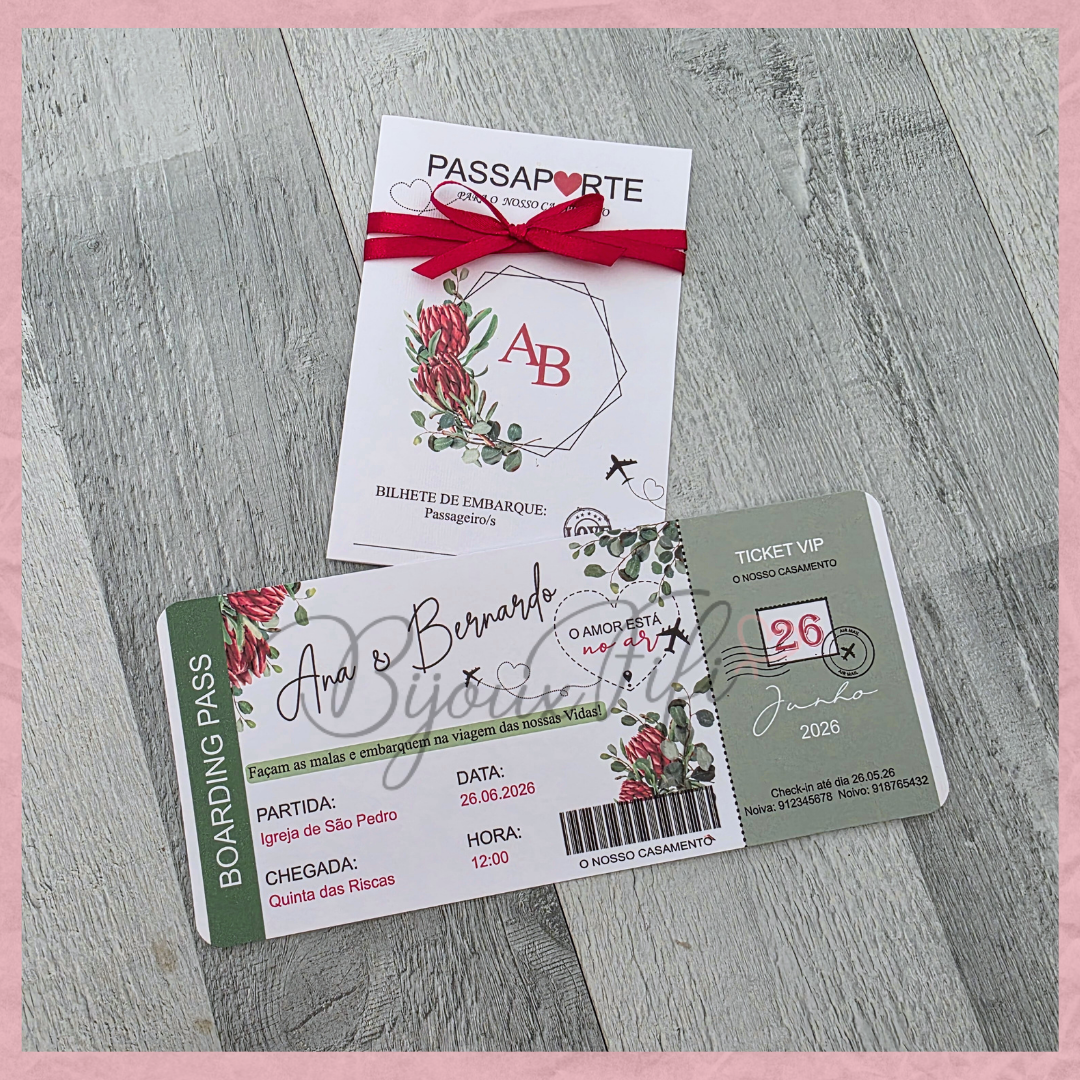 Convite Wedding Passaporte "Fly Protea"