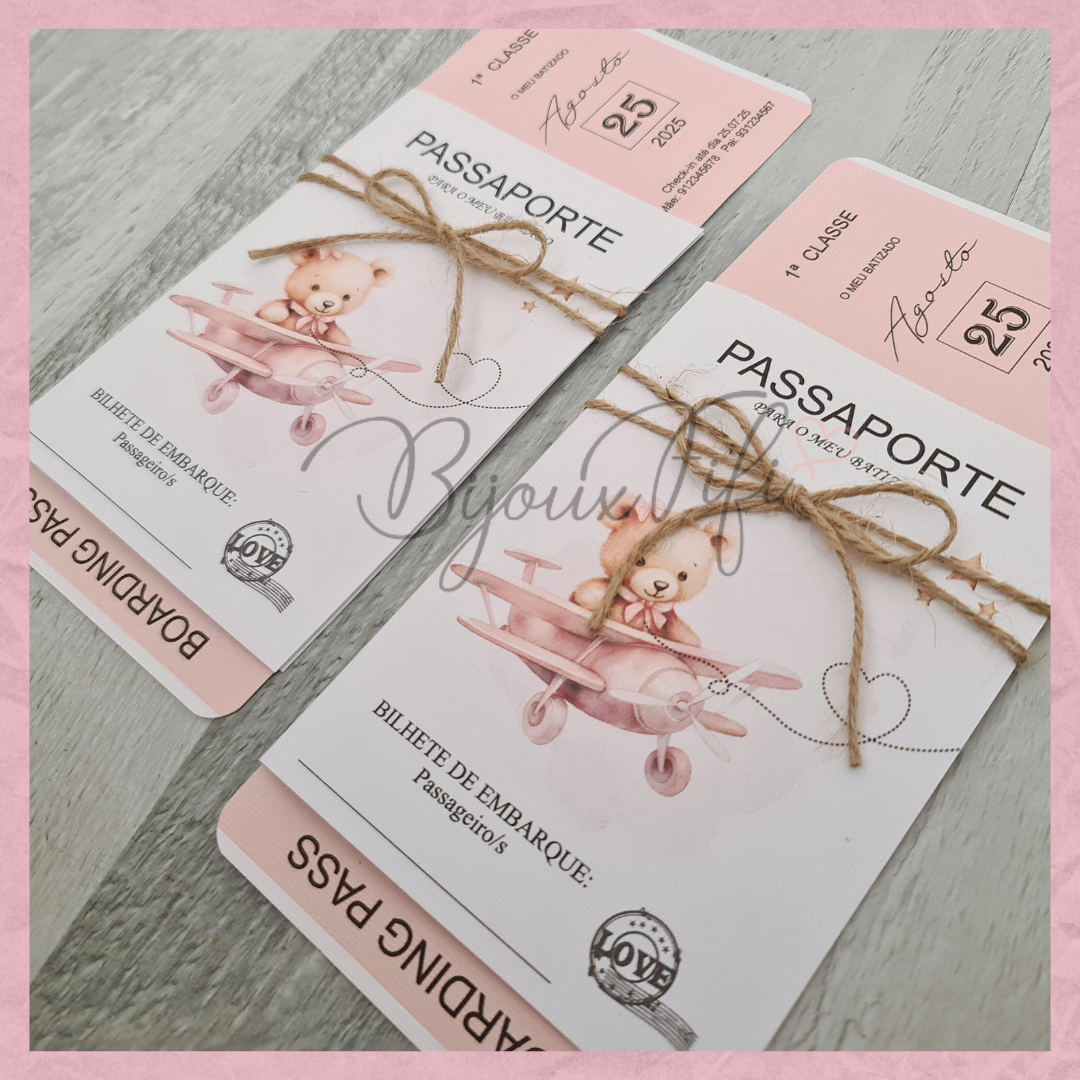 Convite Passaporte "Teddy Rose"