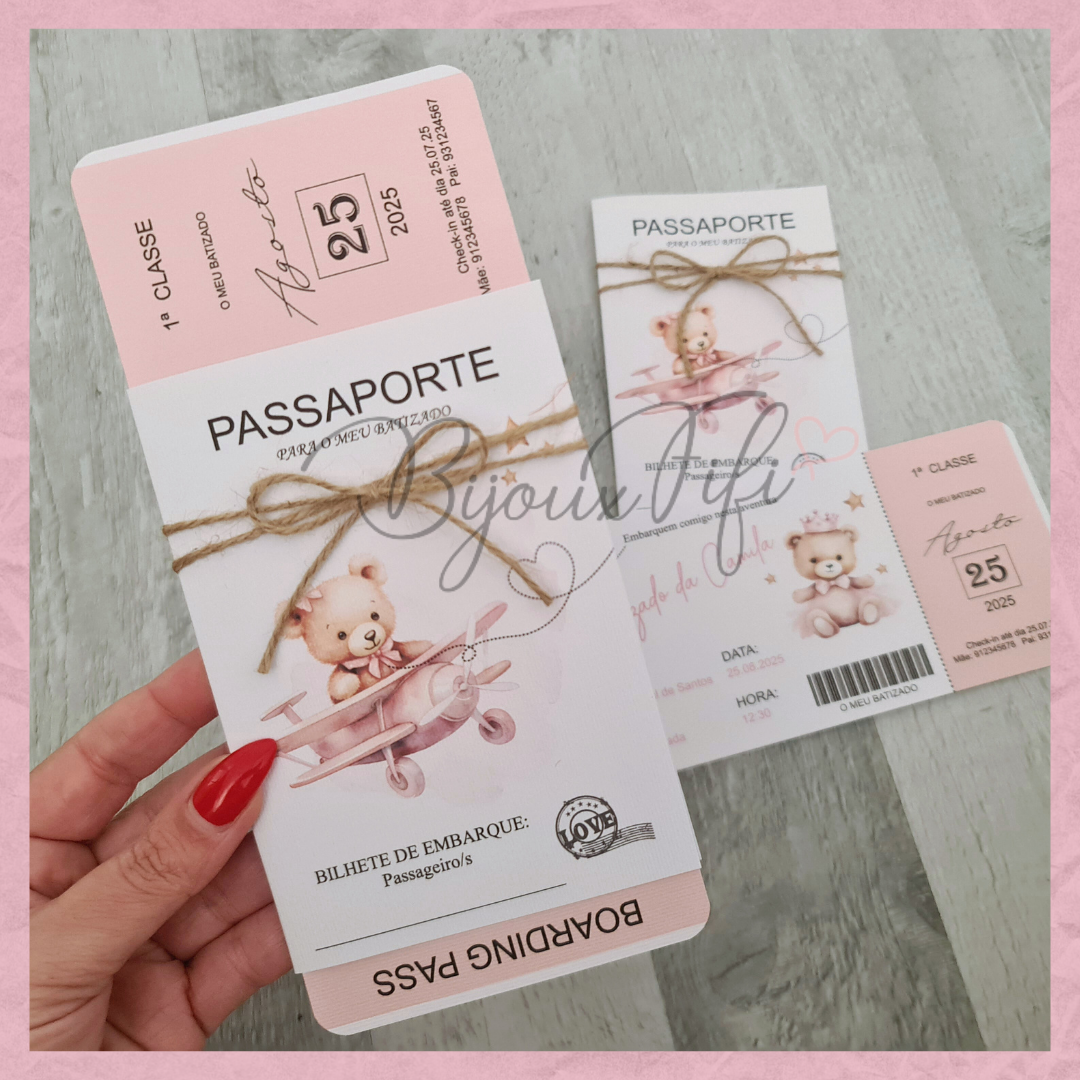 Convite Passaporte "Teddy Rose"