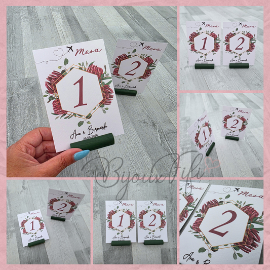 Marcador de Mesa com base "Fly Protea"
