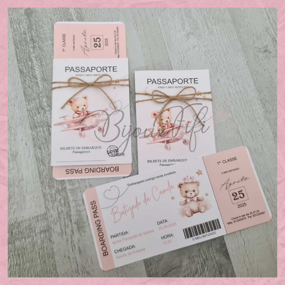 Convite Passaporte "Teddy Rose"