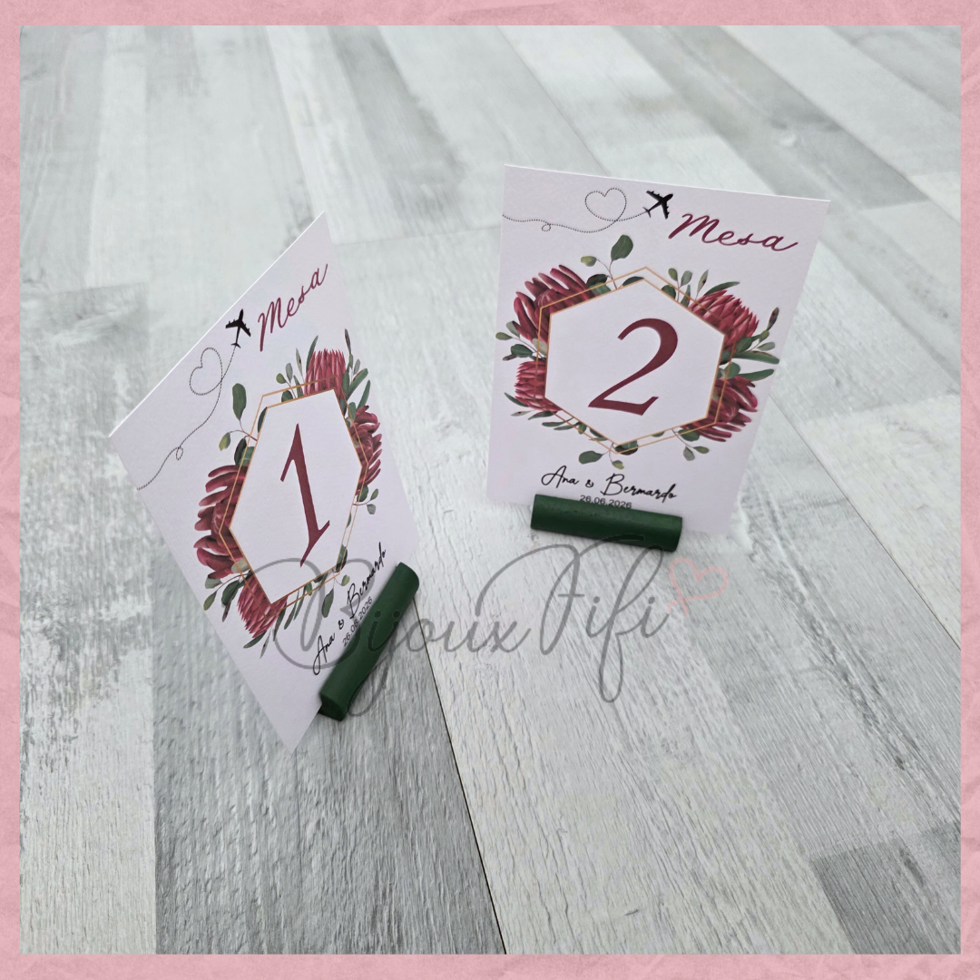 Marcador de Mesa com base "Fly Protea"