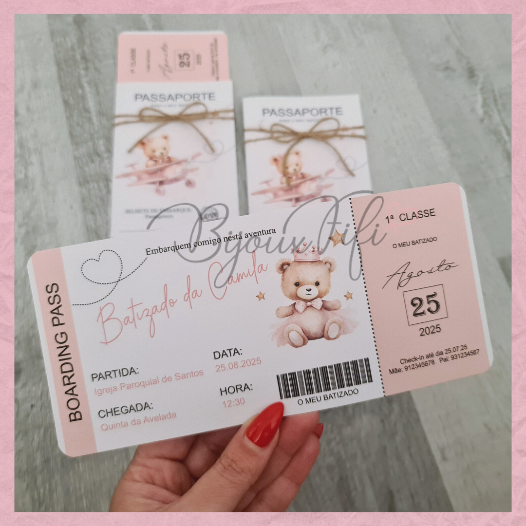Convite Passaporte "Teddy Rose"