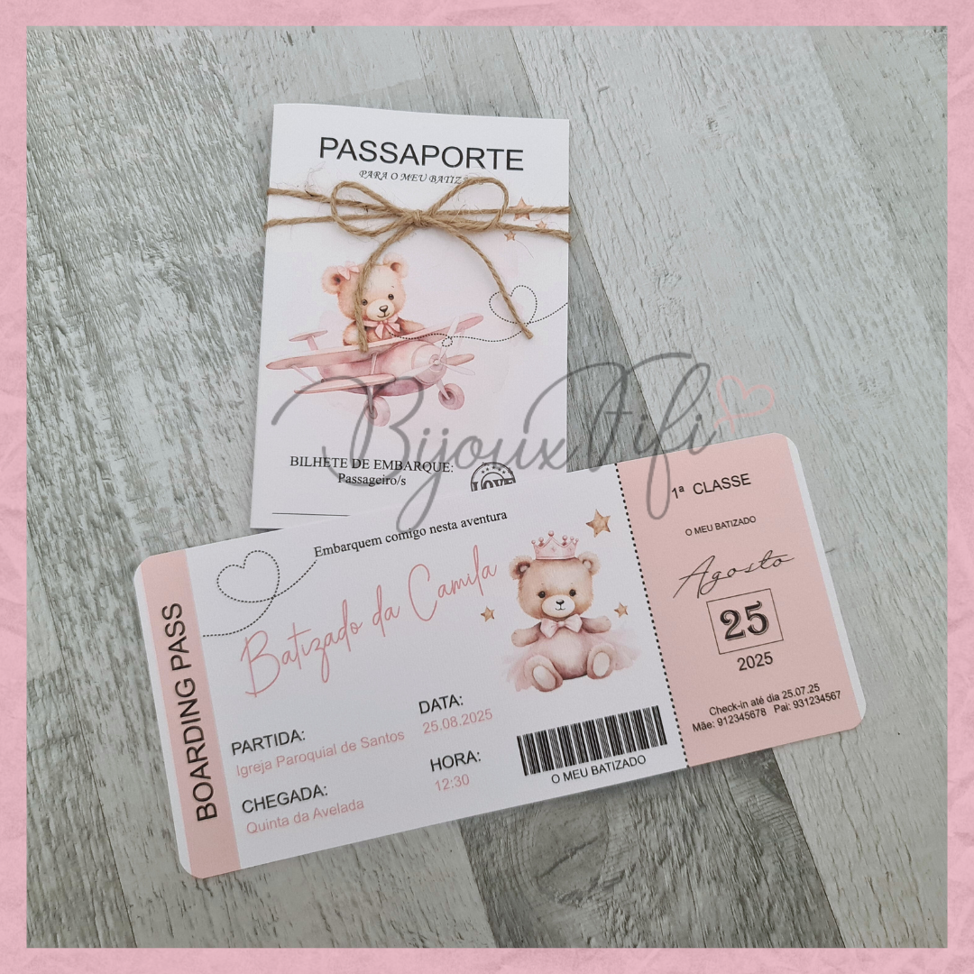 Convite Passaporte "Teddy Rose"