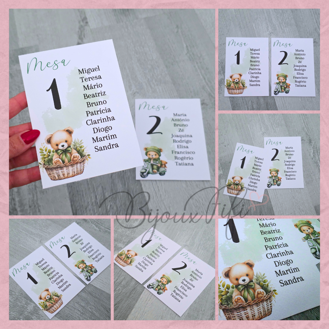 Cartões Seating Plan "Teddy Green"