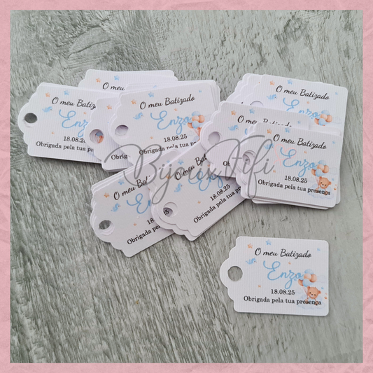 Etiqueta Floral Rect "Cute Bear" Blue