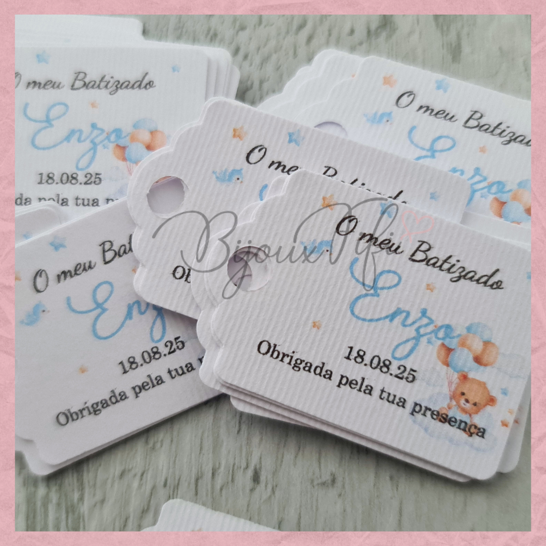 Etiqueta Floral Rect "Cute Bear" Blue