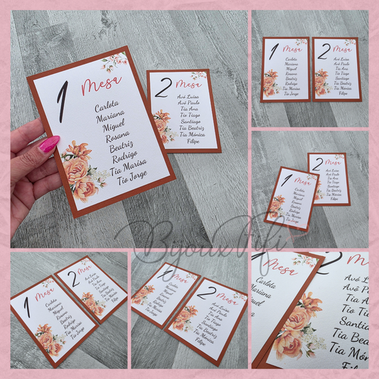 Cartões Seating Plan "Terracotta"