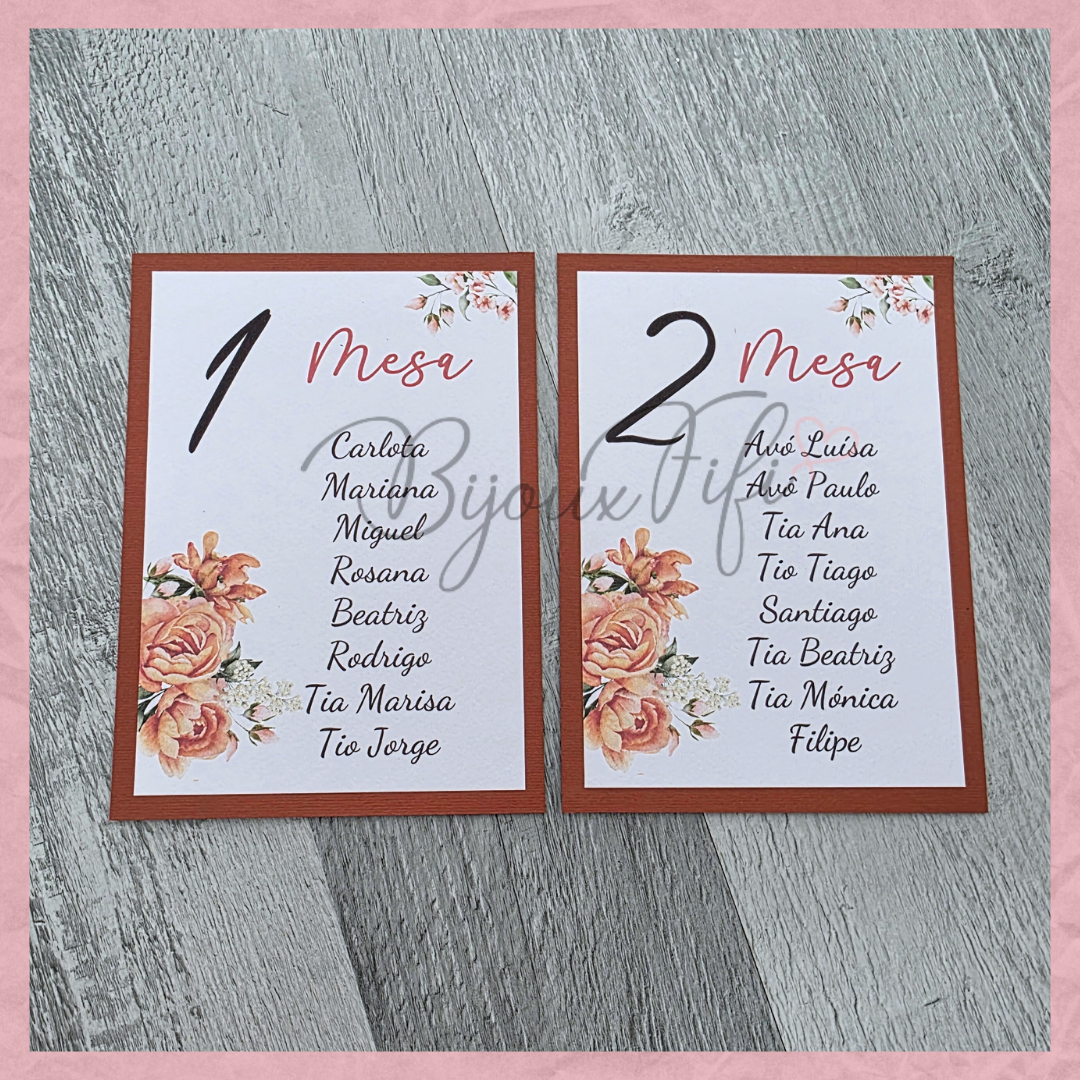 Cartões Seating Plan "Terracotta"