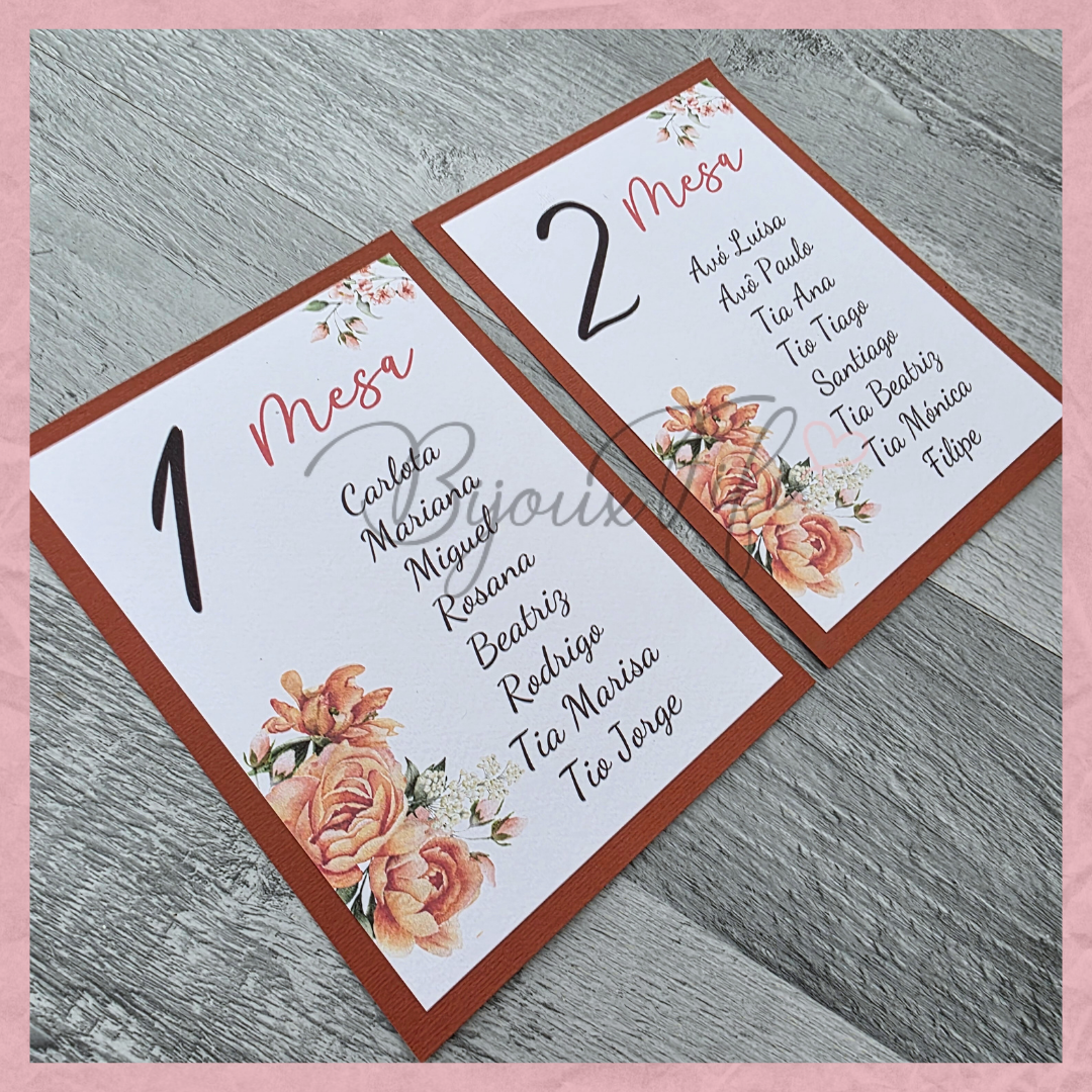 Cartões Seating Plan "Terracotta"