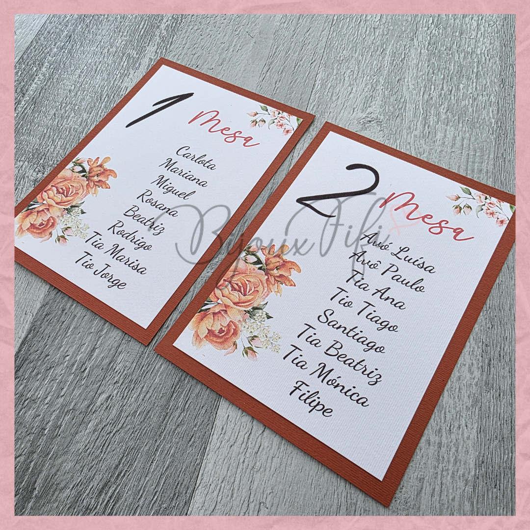 Cartões Seating Plan "Terracotta"