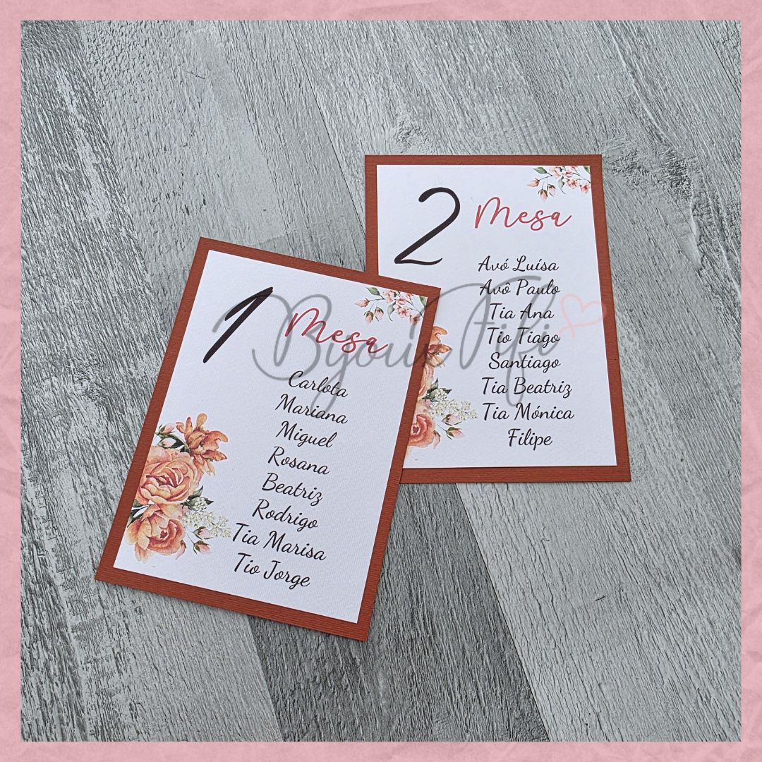 Cartões Seating Plan "Terracotta"