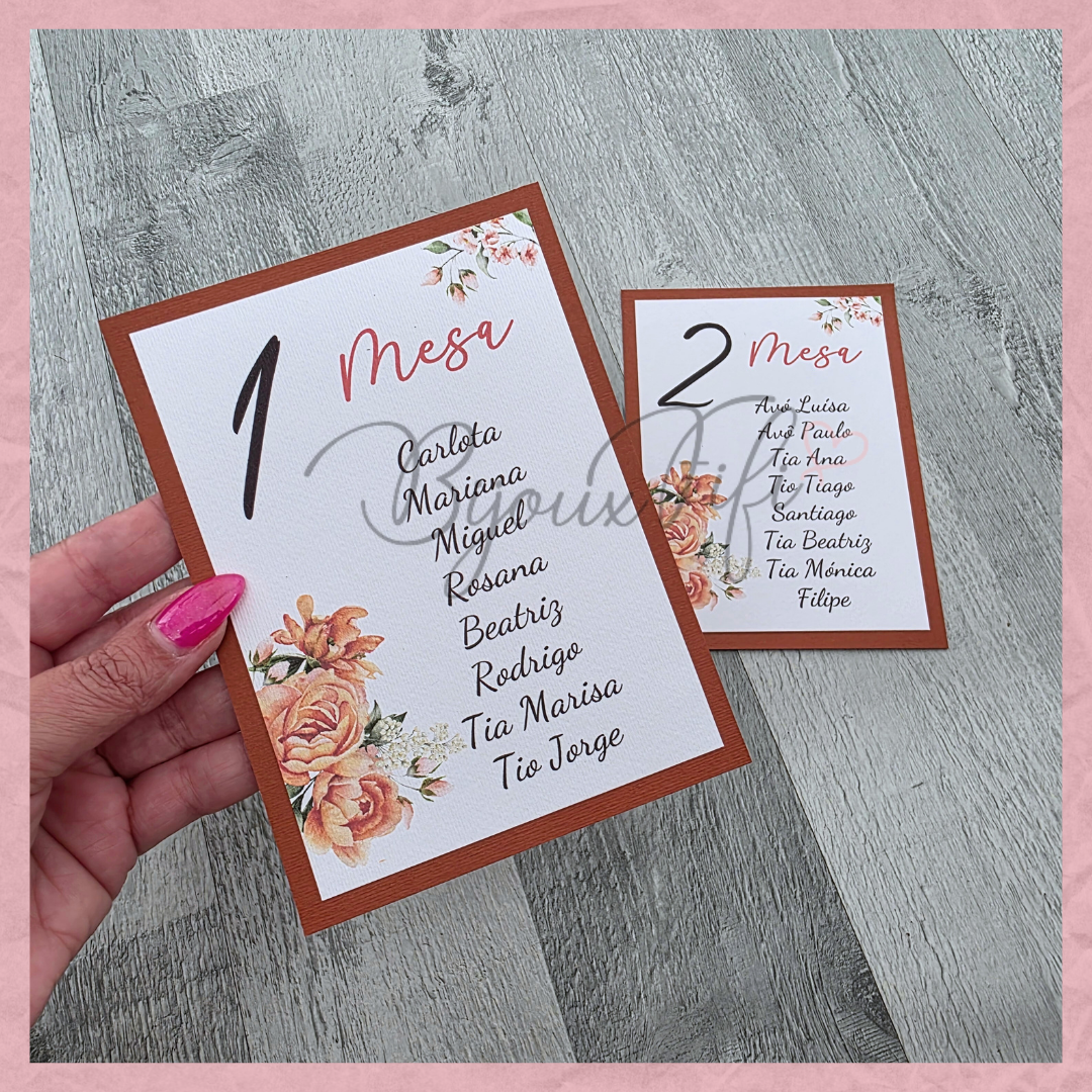 Cartões Seating Plan "Terracotta"