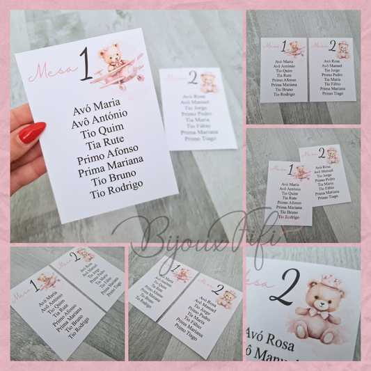 Cartões Seating Plan "Teddy Rose"