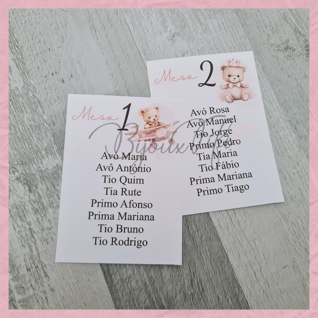 Cartões Seating Plan "Teddy Rose"