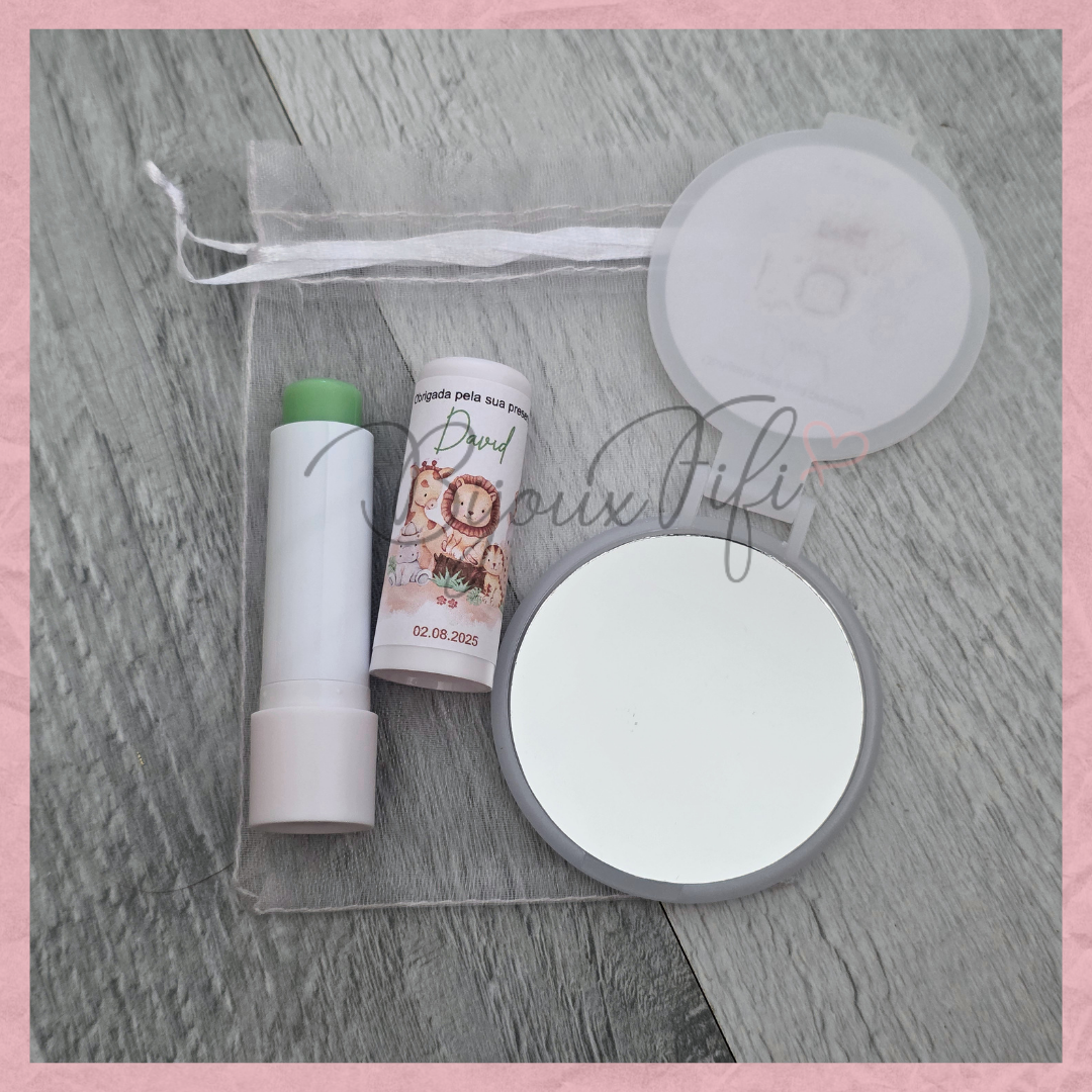 Kit Espelho de bolso+lip balm "Safari II"