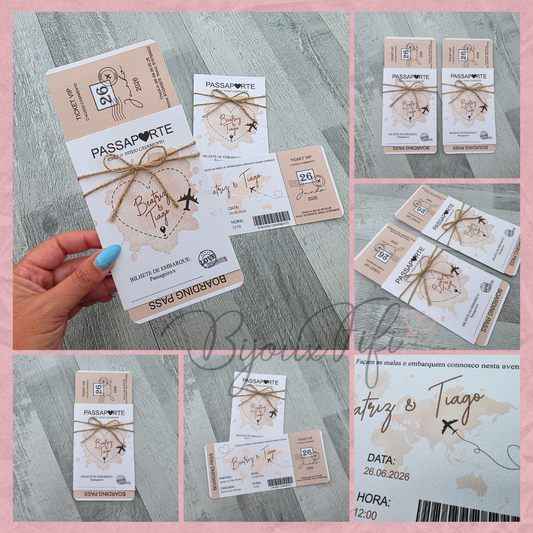 Convite Wedding Passaporte "Fly in the World"