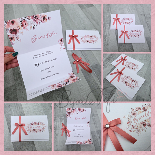 Convite dobrado "Dark Pink"