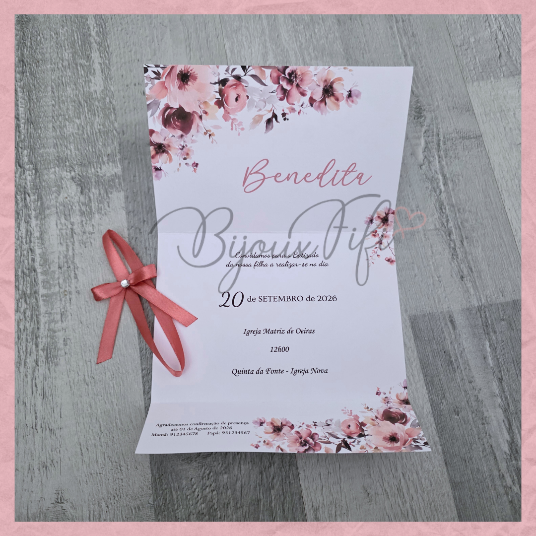 Convite dobrado "Dark Pink"