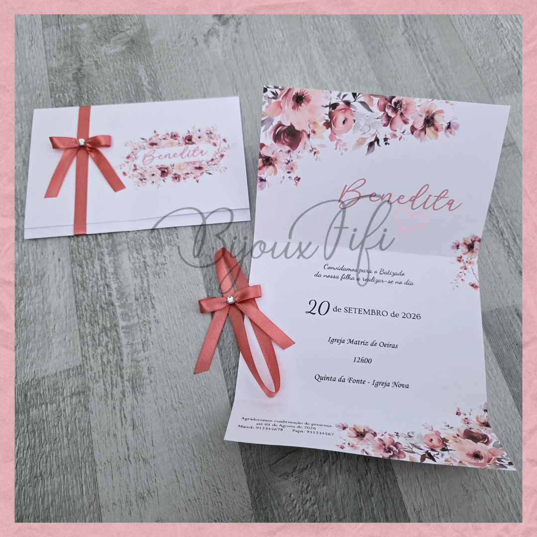 Convite dobrado "Dark Pink"