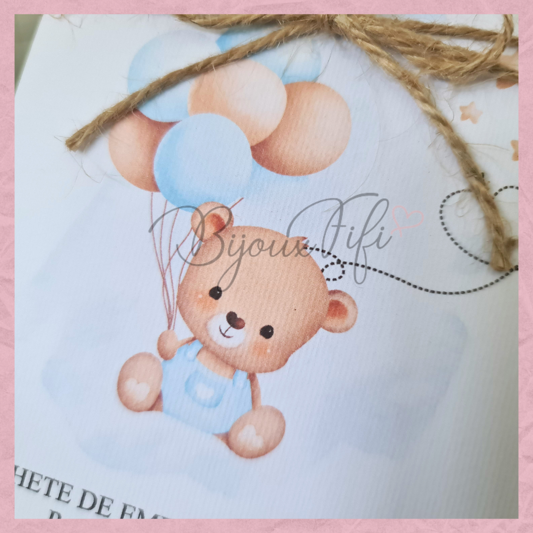 Convite Passaporte "Cute Bear" Blue