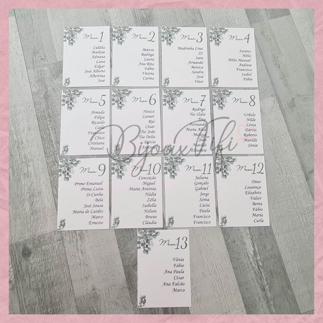 Cartões Seating Plan "Eucalyptus" MB056