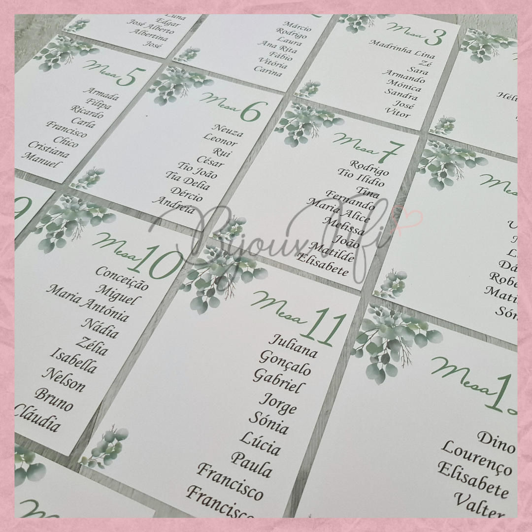 Cartões Seating Plan "Eucalyptus" MB056