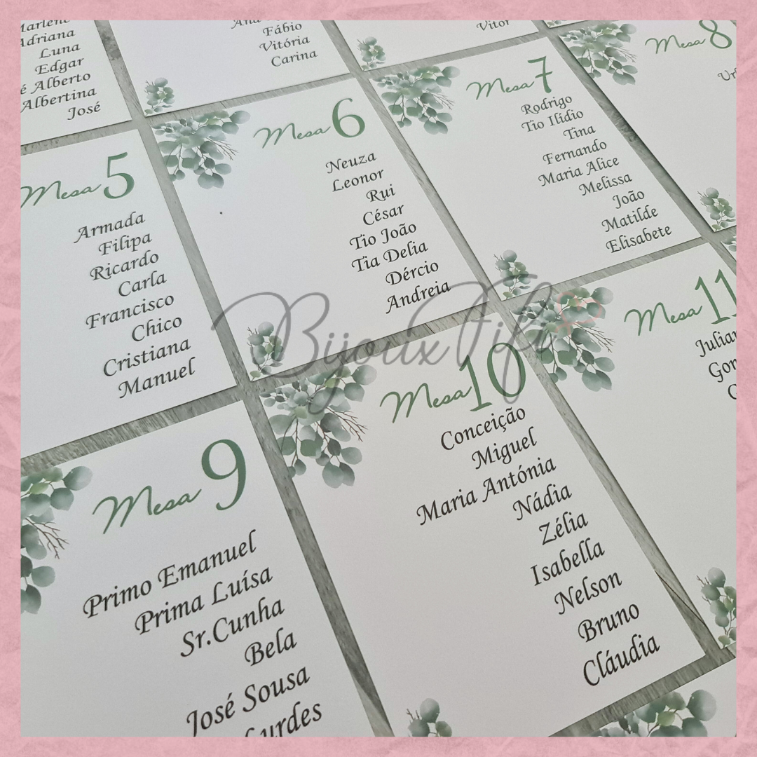Cartões Seating Plan "Eucalyptus" MB056