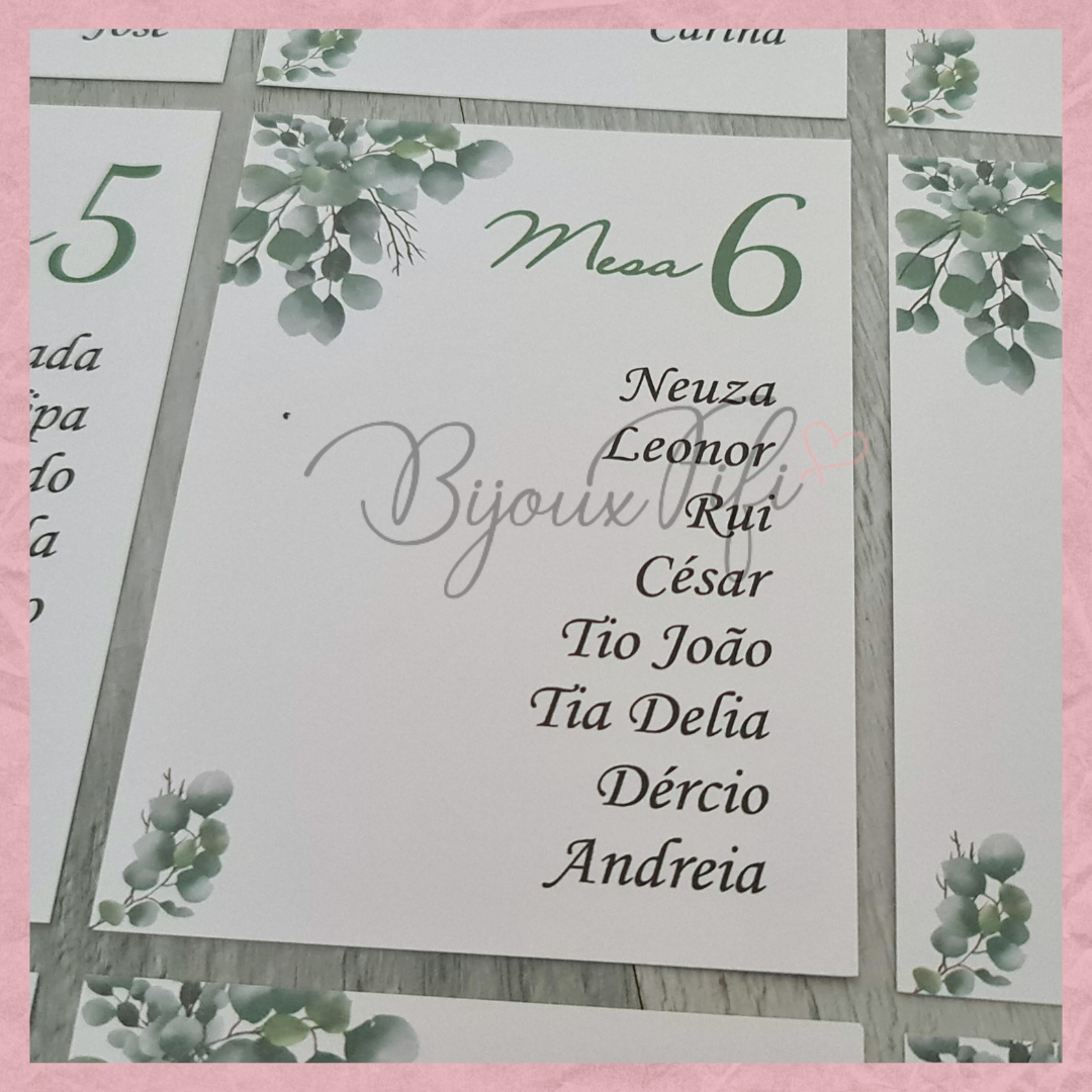 Cartões Seating Plan "Eucalyptus" MB056
