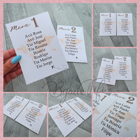 Cartões Seating Plan "Fly in the World"