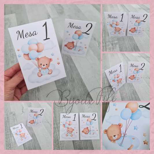 Marcador de Mesa triangulo "Cute Bear" Blue