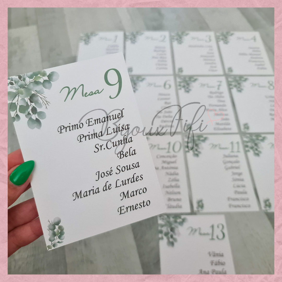 Cartões Seating Plan "Eucalyptus" MB056