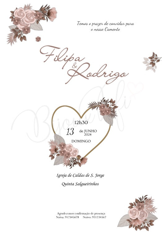 Convite Digital Wedding "Marron"
